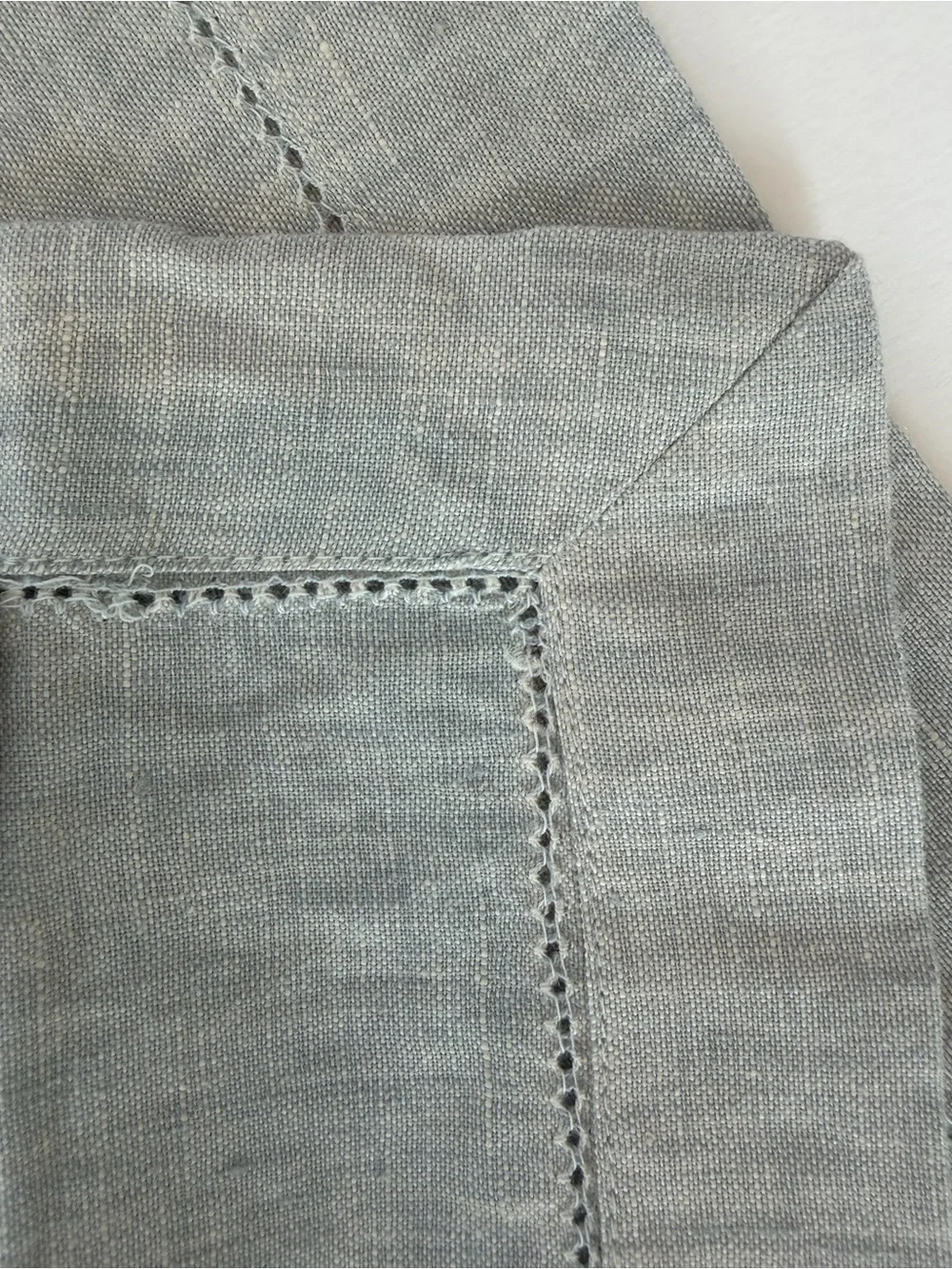Noble Excellence Hemstitch Linen Placemats - Chambray/Light Blue- Set of 4